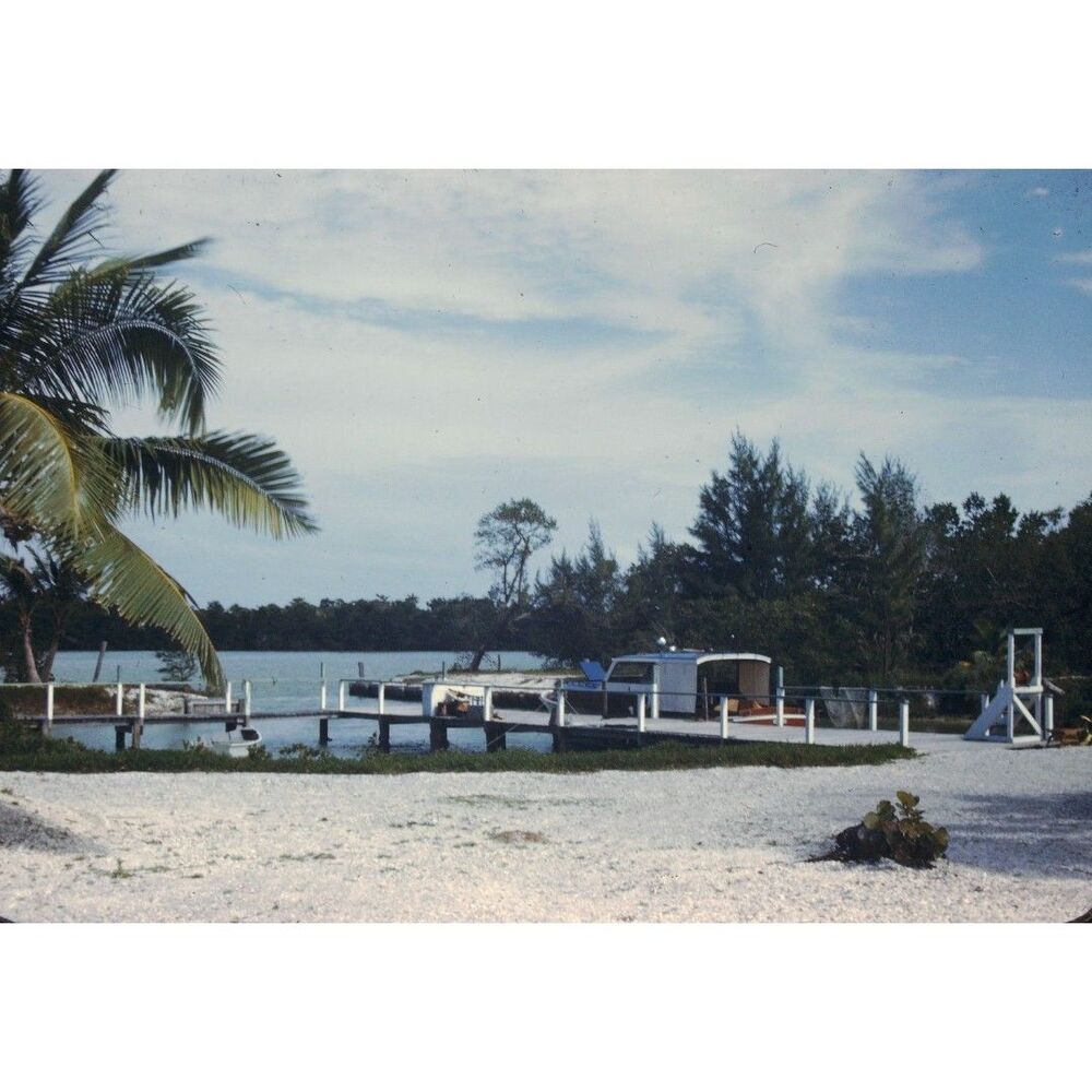 Kodak Slide 35mm 1940s Red Border, Municipal Boat Landing, Punta Gorda, FL
